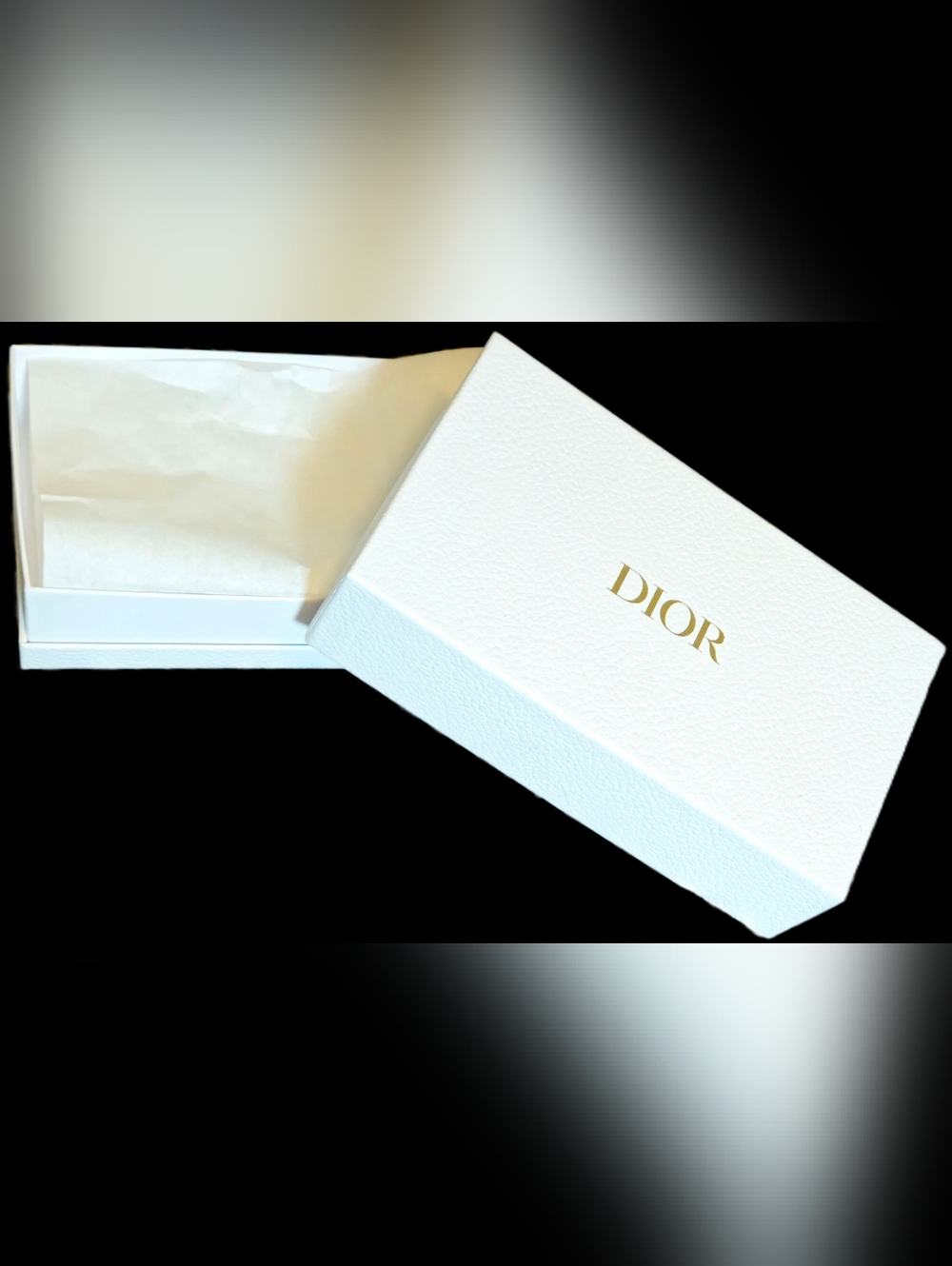 NEW Dior White Gold Gift Box Tissue Paper Set Wallet Card Holder Jewelry Storage
